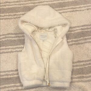 Janie & Jack White Hooded Kids furry Vest